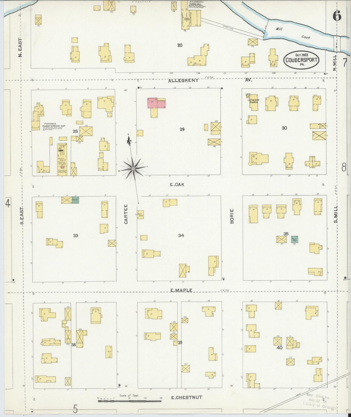 Sanborn Fire Insurance Map from Coudersport, Potter County, Pennsylvania (1903), Sheet #0006 - Complete Map Set gallery image, historic Sanborn map, vintage wall art, Pennsylvania Pennsylvania