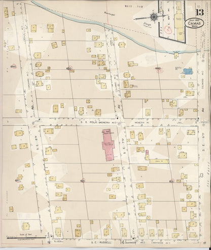 Sanborn Fire Insurance Map from Camas, Clark County, Washington (1943), Sheet #0013 - Complete Map Set gallery image, historic Sanborn map, vintage wall art, Washington Washington