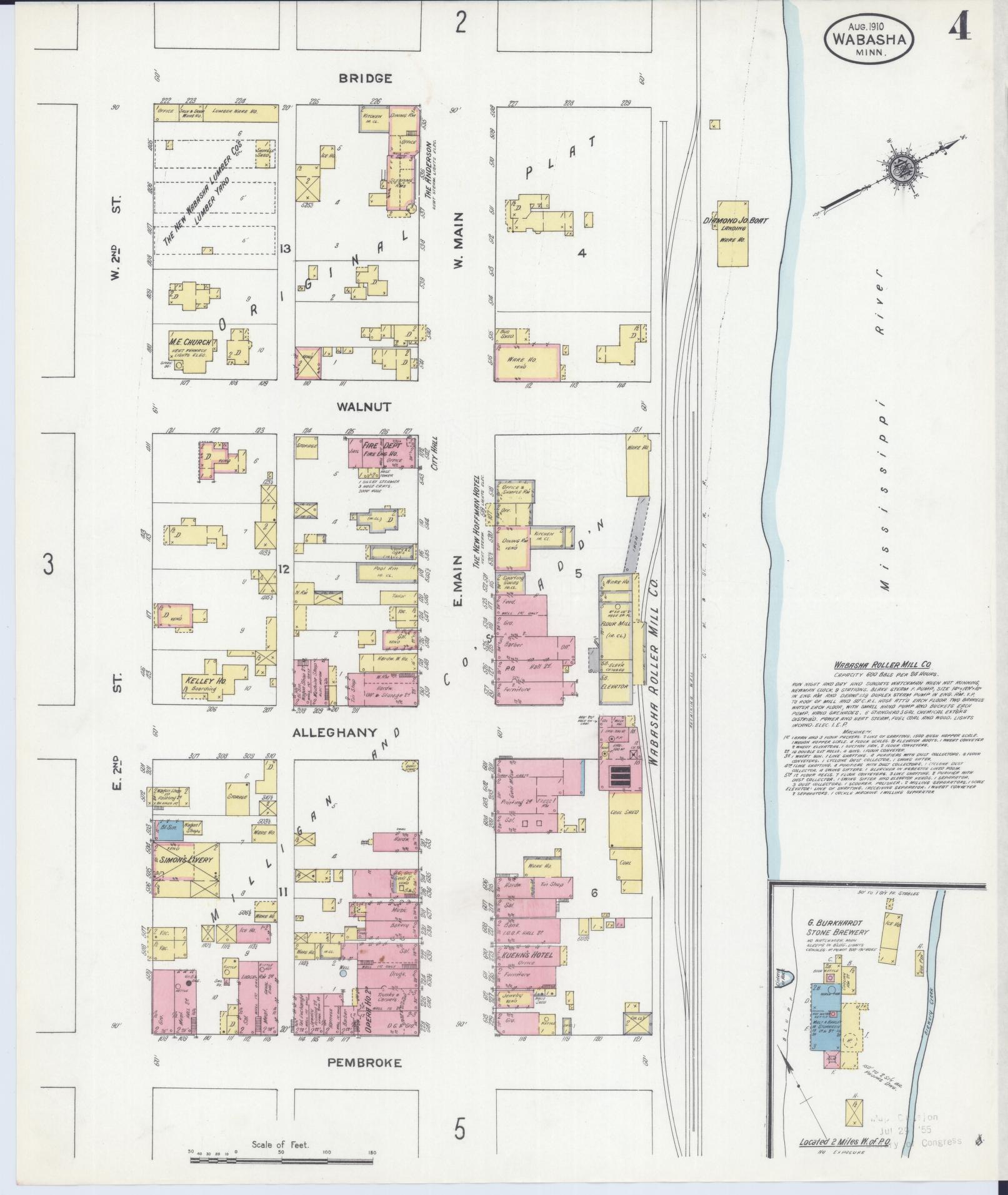 Sanborn Fire Insurance Map from Wabasha, Wabasha County, Minnesota (1910), Sheet #0004 - Historic Sanborn Fire Insurance Map Print, vintage old map wall art, antique decor, genealogy gift, Minnesota Minnesota map