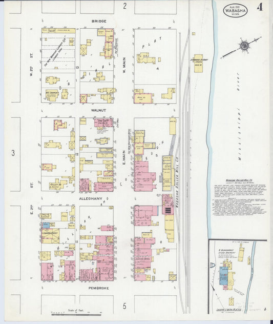 Sanborn Fire Insurance Map from Wabasha, Wabasha County, Minnesota (1910), Sheet #0004 - Historic Sanborn Fire Insurance Map Print, vintage old map wall art, antique decor, genealogy gift, Minnesota Minnesota map