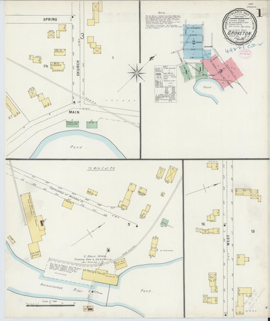 Sanborn Fire Insurance Map from Groveton, Coos County, New Hampshire (1897), Sheet #0001 - Complete Map Set gallery image, historic Sanborn map, vintage wall art, New Hampshire New Hampshire