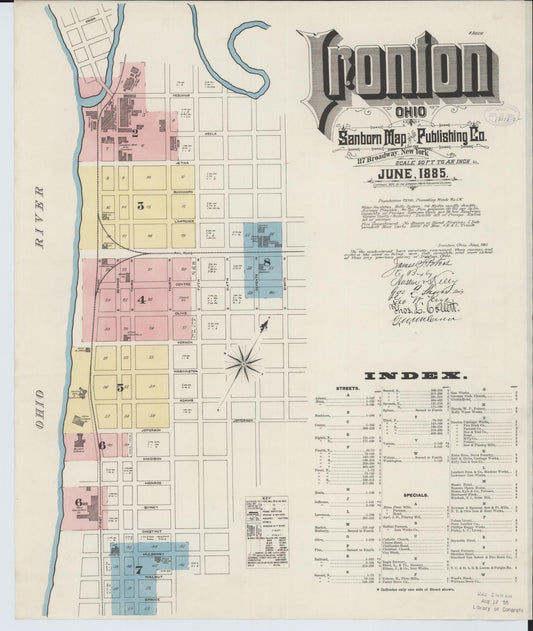 Sanborn Fire Insurance Map from Ironton, Lawrence County, Ohio (1885), Sheet #0001 - Complete Map Set gallery image, historic Sanborn map, vintage wall art, Ohio Ohio