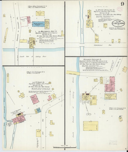 Sanborn Fire Insurance Map from Cynthiana, Harrison County, Kentucky (1897), Sheet #0009 - Complete Map Set gallery image, historic Sanborn map, vintage wall art, Kentucky Kentucky