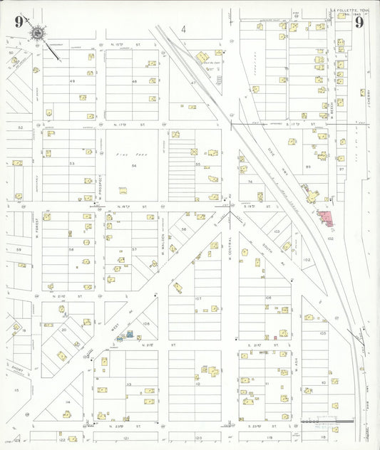 Sanborn Fire Insurance Map from La Follette, Campbell County, Tennessee (1943), Sheet #0009 - Historic Sanborn Fire Insurance Map Print, vintage old map wall art, antique decor, genealogy gift, Tennessee Tennessee map