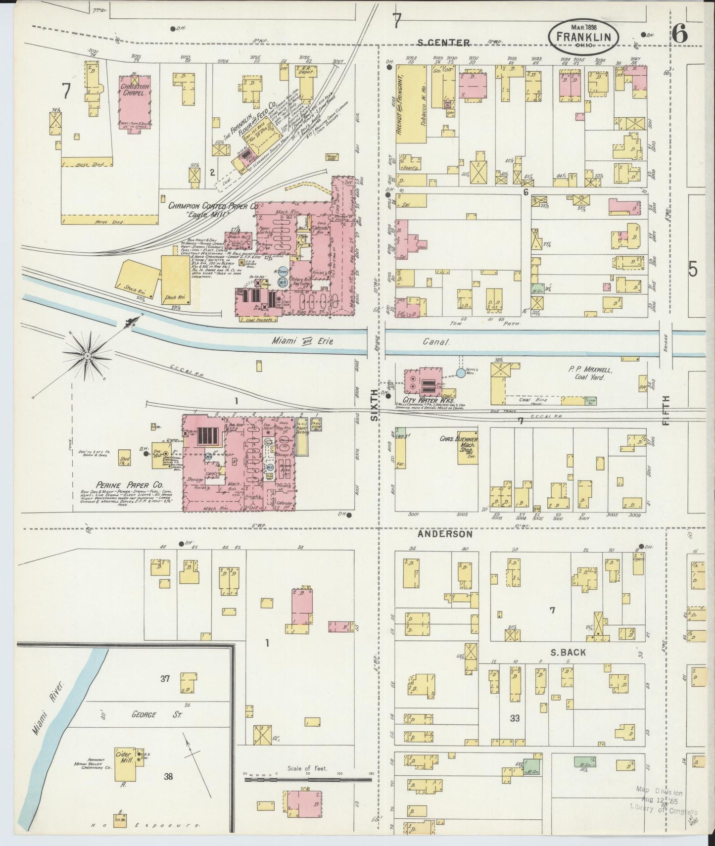 Sanborn Fire Insurance Map from Franklin, Warren County, Ohio (1898), Sheet #0006 - Historic Sanborn Fire Insurance Map Print, vintage old map wall art, antique decor, genealogy gift, Ohio Ohio map