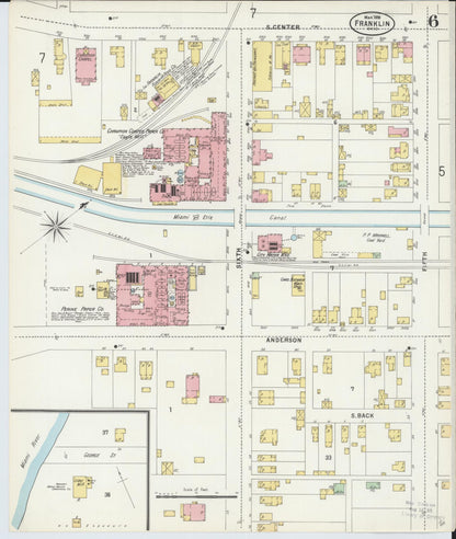 Sanborn Fire Insurance Map from Franklin, Warren County, Ohio (1898), Sheet #0006 - Historic Sanborn Fire Insurance Map Print, vintage old map wall art, antique decor, genealogy gift, Ohio Ohio map