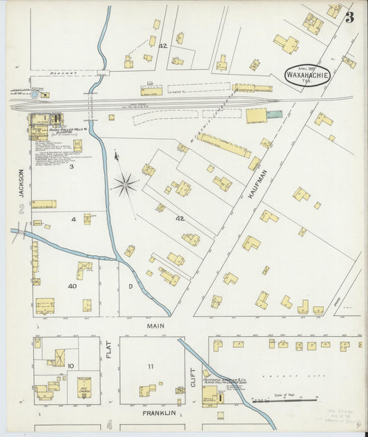 Sanborn Fire Insurance Map from Waxahachie, Ellis County, Texas (1893), Sheet #0003 - Historic Sanborn Fire Insurance Map Print, vintage old map wall art, antique decor, genealogy gift, Texas Texas map