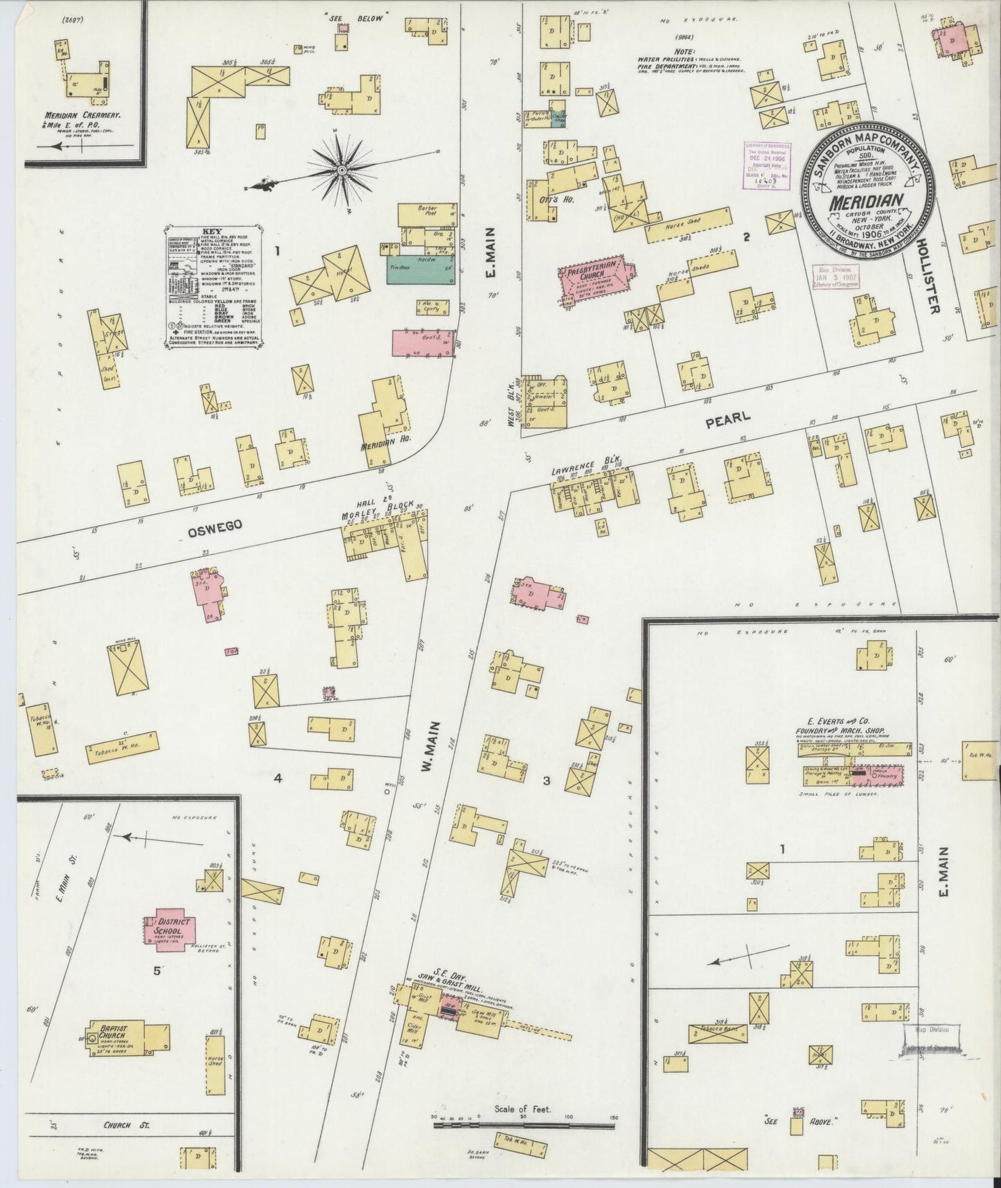 Sanborn Fire Insurance Map from Meridian, Cayuga County, New York. (1906) – Historic Sanborn Fire Insurance Map Print