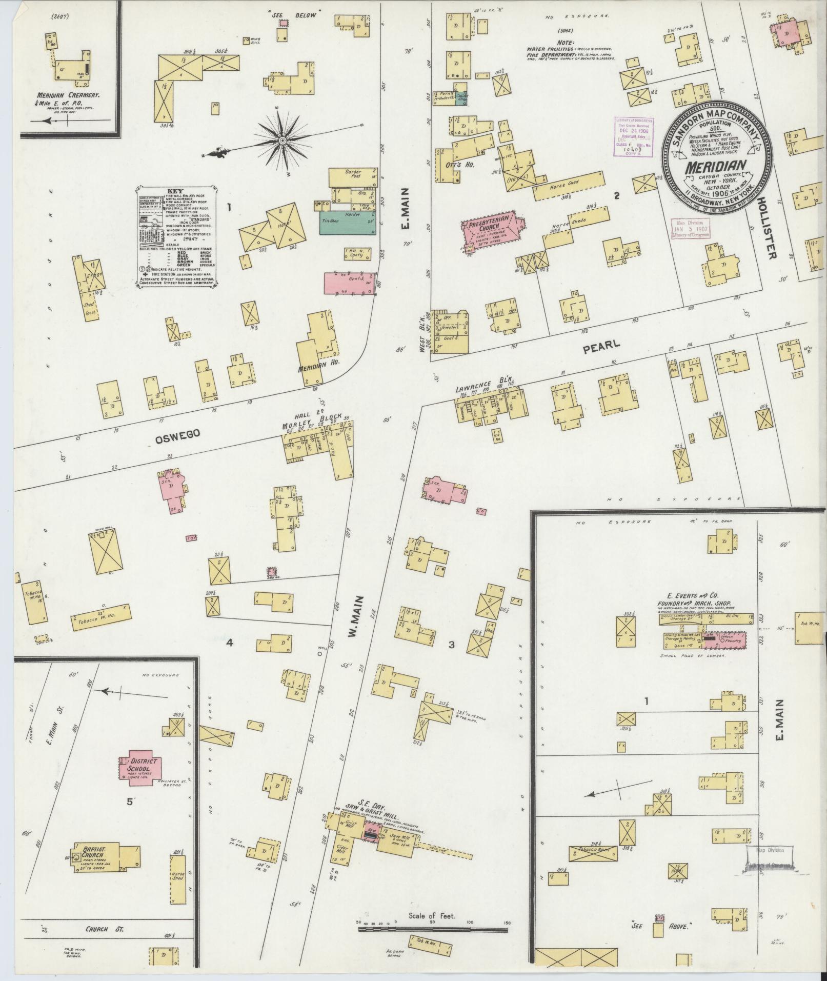 Sanborn Fire Insurance Map from Meridian, Cayuga County, New York. (1906) – Historic Sanborn Fire Insurance Map Print