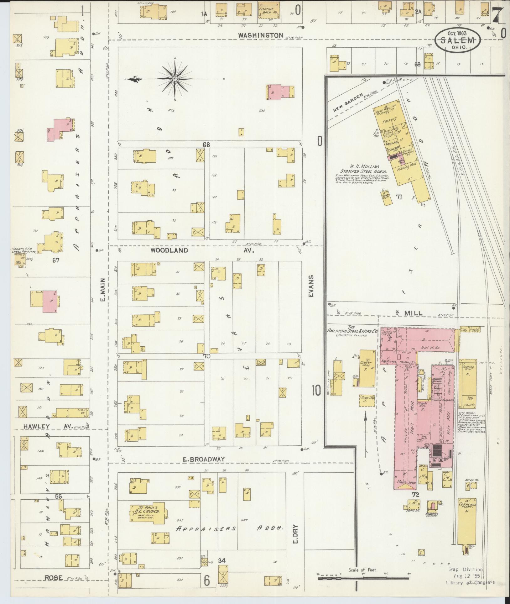 Sanborn Fire Insurance Map from Salem, Columbiana County, Ohio (1903), Sheet #0007 - Complete Map Set gallery image, historic Sanborn map, vintage wall art, Ohio Ohio