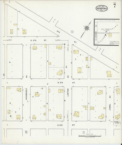 Sanborn Fire Insurance Map from Hereford, Deaf Smith County, Texas (1920), Sheet #0007 - Complete Map Set gallery image, historic Sanborn map, vintage wall art, Texas Texas
