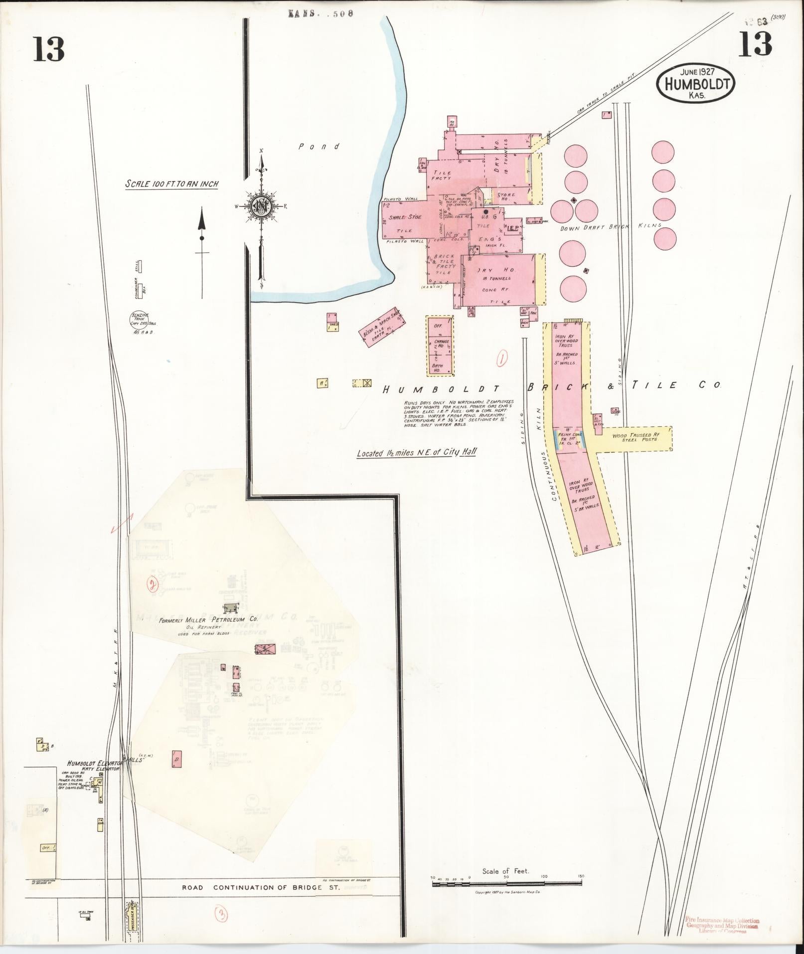 Sanborn Fire Insurance Map from Humboldt, Allen County, Kansas (1936), Sheet #0013 - Historic Sanborn Fire Insurance Map Print, vintage old map wall art, antique decor, genealogy gift, Kansas Kansas map
