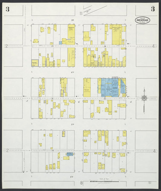 Sanborn Fire Insurance Map from Anchorage, Anchorage Census Division, Alaska (1927), Sheet #0003 - Historic Sanborn Fire Insurance Map Print, vintage old map wall art, antique decor, genealogy gift, Alaska Alaska map