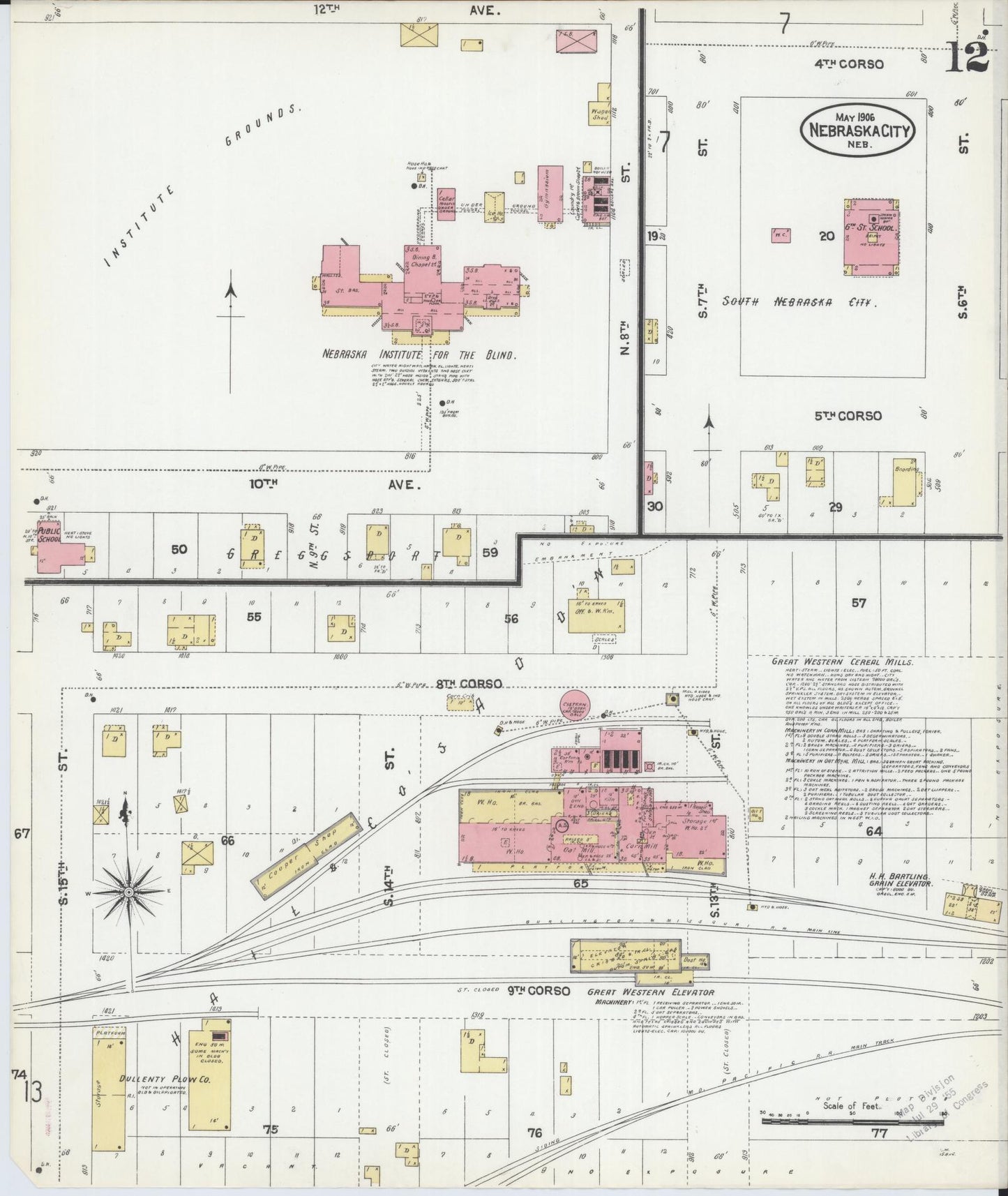 Sanborn Fire Insurance Map from Nebraska City, Otoe County, Nebraska (1906), Sheet #0012 - Complete Map Set gallery image, historic Sanborn map, vintage wall art, Nebraska Nebraska