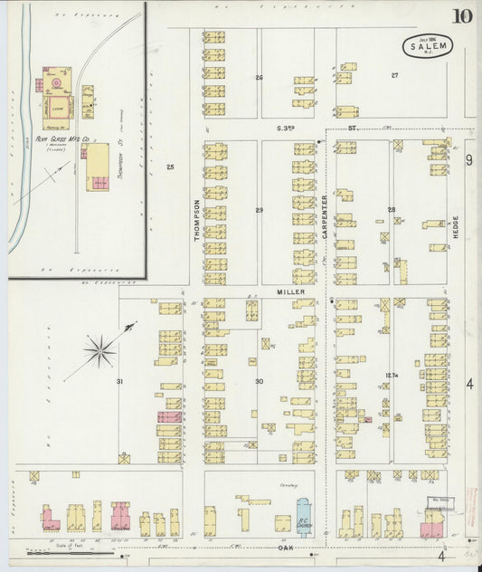 Sanborn Fire Insurance Map from Salem, Salem County, New Jersey (1896), Sheet #0010 - Historic Sanborn Fire Insurance Map Print, vintage old map wall art, antique decor, genealogy gift, New Jersey New Jersey map