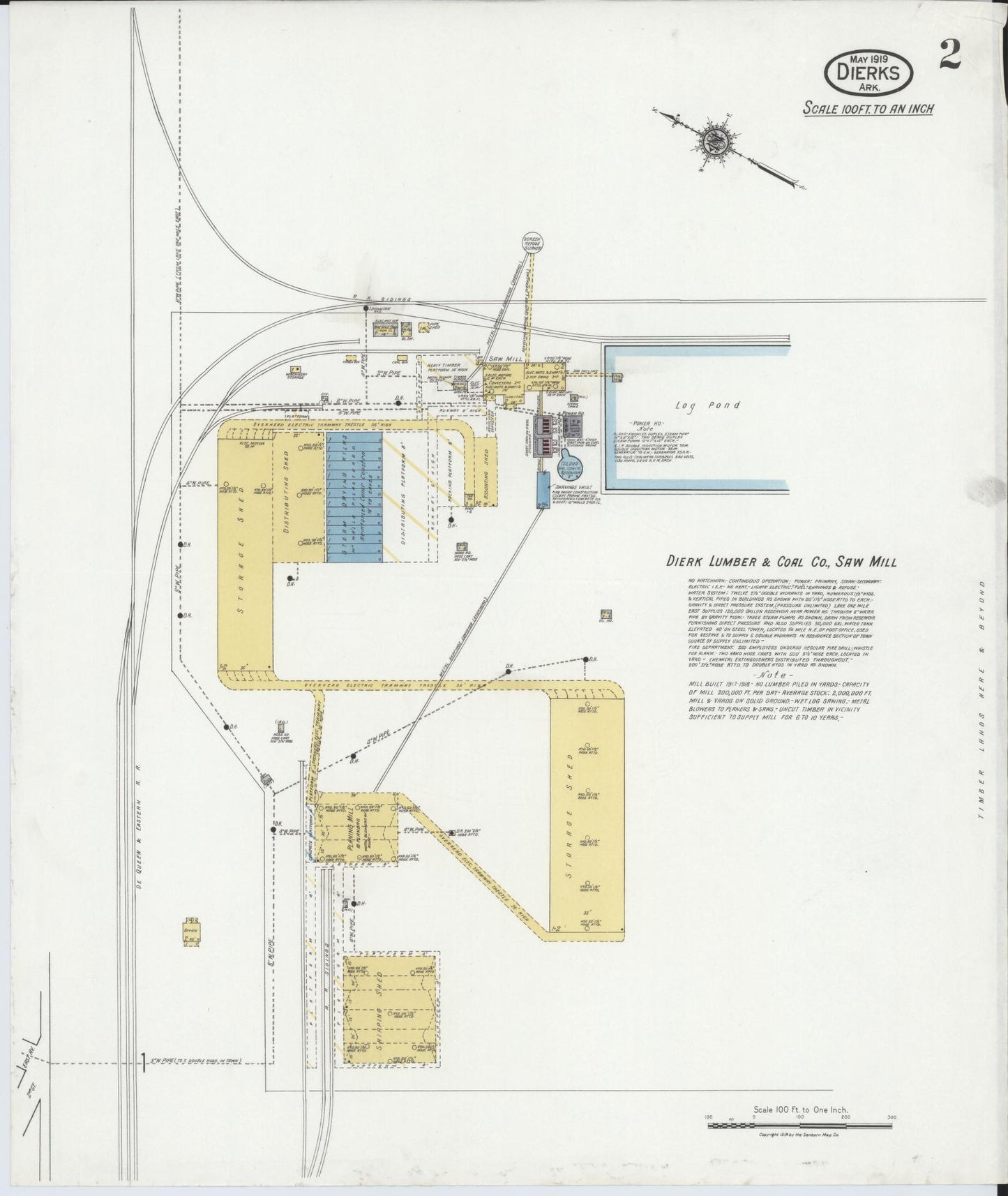 Sanborn Fire Insurance Map from Dierks, Howard County, Arkansas (1919), Sheet #0002 - Complete Map Set gallery image, historic Sanborn map, vintage wall art, Arkansas Arkansas