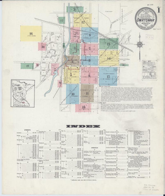 Sanborn Fire Insurance Map from Owatonna, Steele County, Minnesota. (1915) – Map View