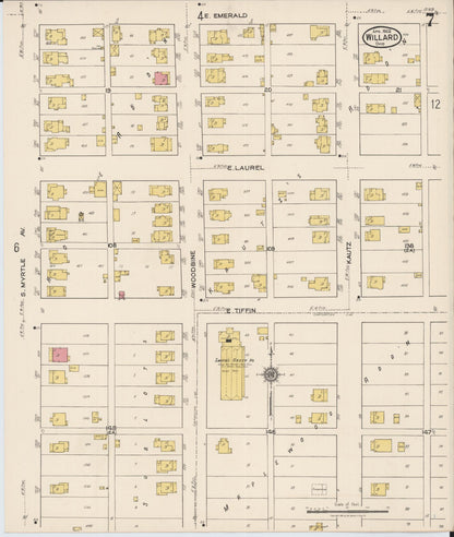 Sanborn Fire Insurance Map from Willard, Huron County, Ohio (1922), Sheet #0007 - Historic Sanborn Fire Insurance Map Print, vintage old map wall art, antique decor, genealogy gift, Ohio Ohio map