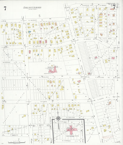 Sanborn Fire Insurance Map from Libertyville, Lake County, Illinois (1933), Sheet #0007 - Complete Map Set gallery image, historic Sanborn map, vintage wall art, Illinois Illinois