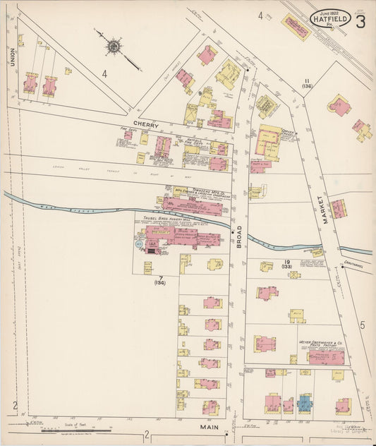 Sanborn Fire Insurance Map from Hatfield, Montgomery County, Pennsylvania (1922), Sheet #0003 - Historic Sanborn Fire Insurance Map Print, vintage old map wall art, antique decor, genealogy gift, Pennsylvania Pennsylvania map
