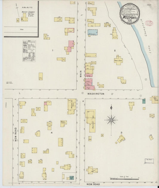 Sanborn Fire Insurance Map from Westport, Essex County, New York (1895), Sheet #0001 - Historic Sanborn Fire Insurance Map Print, vintage old map wall art, antique decor, genealogy gift, New York New York map