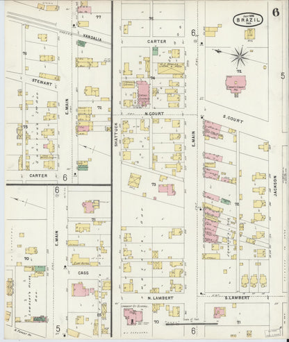 Sanborn Fire Insurance Map from Brazil, Clay County, Indiana (1896), Sheet #0006 - Complete Map Set gallery image, historic Sanborn map, vintage wall art, Indiana Indiana