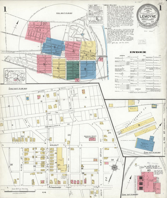 Sanborn Fire Insurance Map from Lemoyne, Cumberland County, Pennsylvania (1923), Sheet #0001 - Complete Map Set gallery image, historic Sanborn map, vintage wall art, Pennsylvania Pennsylvania