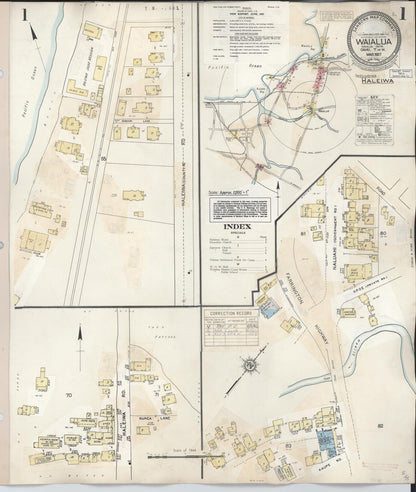 Sanborn Fire Insurance Map from Waialua, Honolulu County, Hawaii (1957), Sheet #0001 - Historic Sanborn Fire Insurance Map Print, vintage old map wall art, antique decor, genealogy gift, Hawaii Hawaii map
