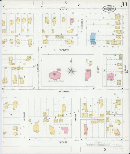 Sanborn Fire Insurance Map from Rochester, Olmsted County, Minnesota (1899), Sheet #0011 - Complete Map Set gallery image, historic Sanborn map, vintage wall art, Minnesota Minnesota