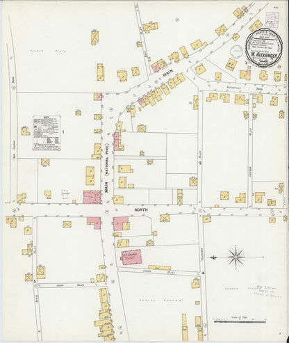 Sanborn Fire Insurance Map from West Alexander, Washington County, Pennsylvania (1901), Sheet #0001 - Historic Sanborn Fire Insurance Map Print, vintage old map wall art, antique decor, genealogy gift, Pennsylvania Pennsylvania map