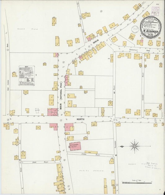 Sanborn Fire Insurance Map from West Alexander, Washington County, Pennsylvania (1901), Sheet #0001 - Historic Sanborn Fire Insurance Map Print, vintage old map wall art, antique decor, genealogy gift, Pennsylvania Pennsylvania map
