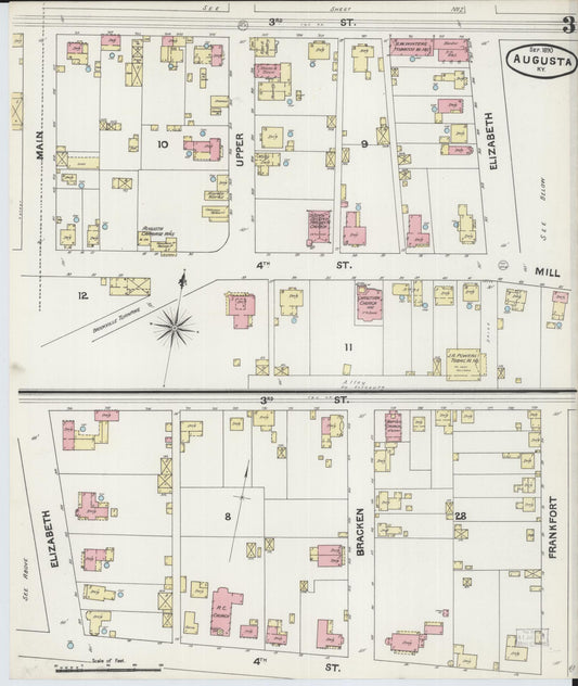 Sanborn Fire Insurance Map from Augusta, Bracken County, Kentucky (1890), Sheet #0003 - Historic Sanborn Fire Insurance Map Print, vintage old map wall art, antique decor, genealogy gift, Kentucky Kentucky map