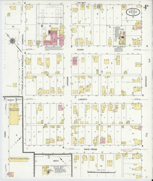 Sanborn Fire Insurance Map from Vevay, Switzerland County, Indiana (1911), Sheet #0004 - Historic Sanborn Fire Insurance Map Print, vintage old map wall art, antique decor, genealogy gift, Indiana Indiana map