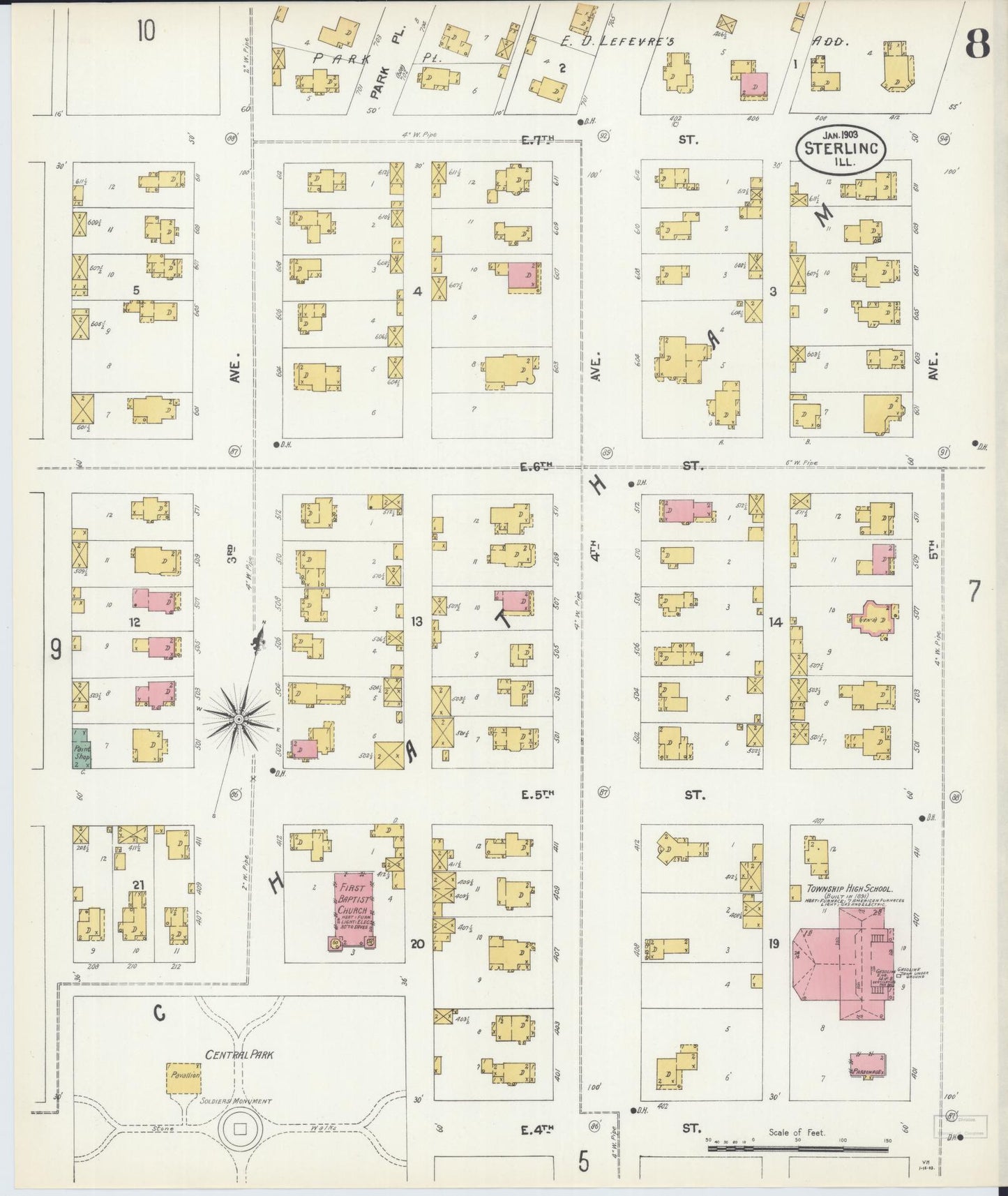 Sanborn Fire Insurance Map from Sterling, Whiteside County, Illinois (1903), Sheet #0008 - Complete Map Set gallery image, historic Sanborn map, vintage wall art, Illinois Illinois