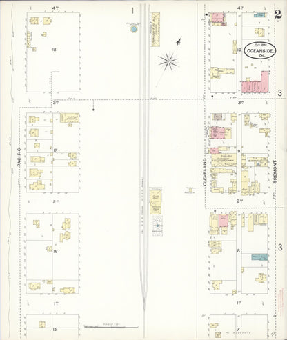 Sanborn Fire Insurance Map from Oceanside, San Diego County, California (1897), Sheet #0002 - Complete Map Set gallery image, historic Sanborn map, vintage wall art, California California