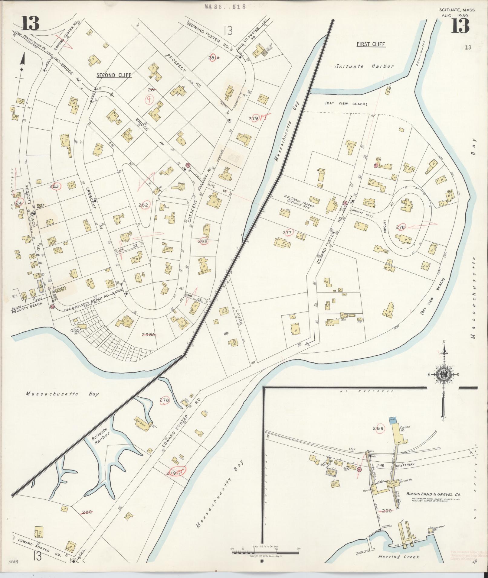 Sanborn Fire Insurance Map from Scituate, Plymouth County, Massachusetts (1944), Sheet #0013 - Complete Map Set gallery image, historic Sanborn map, vintage wall art, Massachusetts Massachusetts