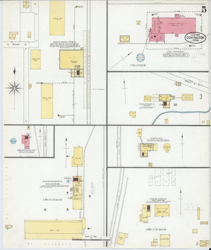 Sanborn Fire Insurance Map from Covington, Tipton County, Tennessee (1905), Sheet #0005 - Complete Map Set gallery image, historic Sanborn map, vintage wall art, Tennessee Tennessee
