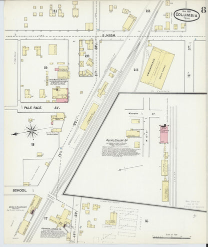 Sanborn Fire Insurance Map from Columbia, Maury County, Tennessee (1891), Sheet #0008 - Complete Map Set gallery image, historic Sanborn map, vintage wall art, Tennessee Tennessee