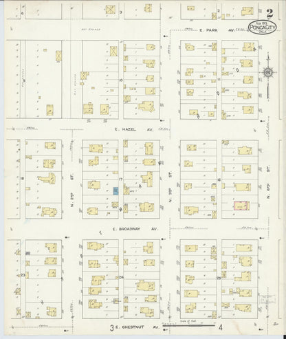 Sanborn Fire Insurance Map from Ponca City, Kay County, Oklahoma (1913), Sheet #0002 - Complete Map Set gallery image, historic Sanborn map, vintage wall art, Oklahoma Oklahoma