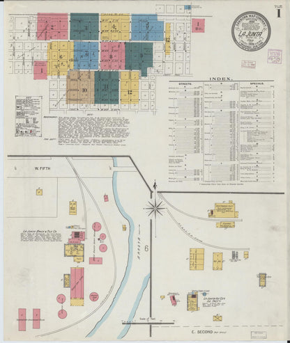 Sanborn Fire Insurance Map from La Junta, Otero County, Colorado (1906), Sheet #0001 - Complete Map Set gallery image, historic Sanborn map, vintage wall art, Colorado Colorado