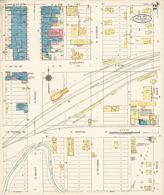 Sanborn Fire Insurance Map from Peabody, Marion County, Kansas (1922), Sheet #0002 - Historic Sanborn Fire Insurance Map Print, vintage old map wall art, antique decor, genealogy gift, Kansas Kansas map