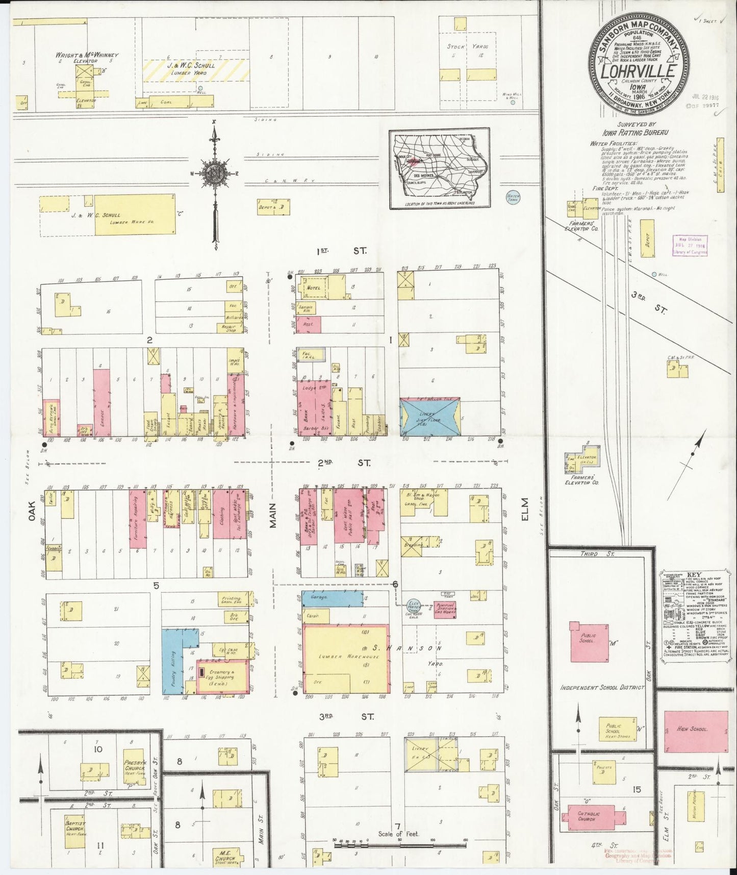 Sanborn Fire Insurance Map from Lohrville, Calhoun County, Iowa. (1916) – Map View
