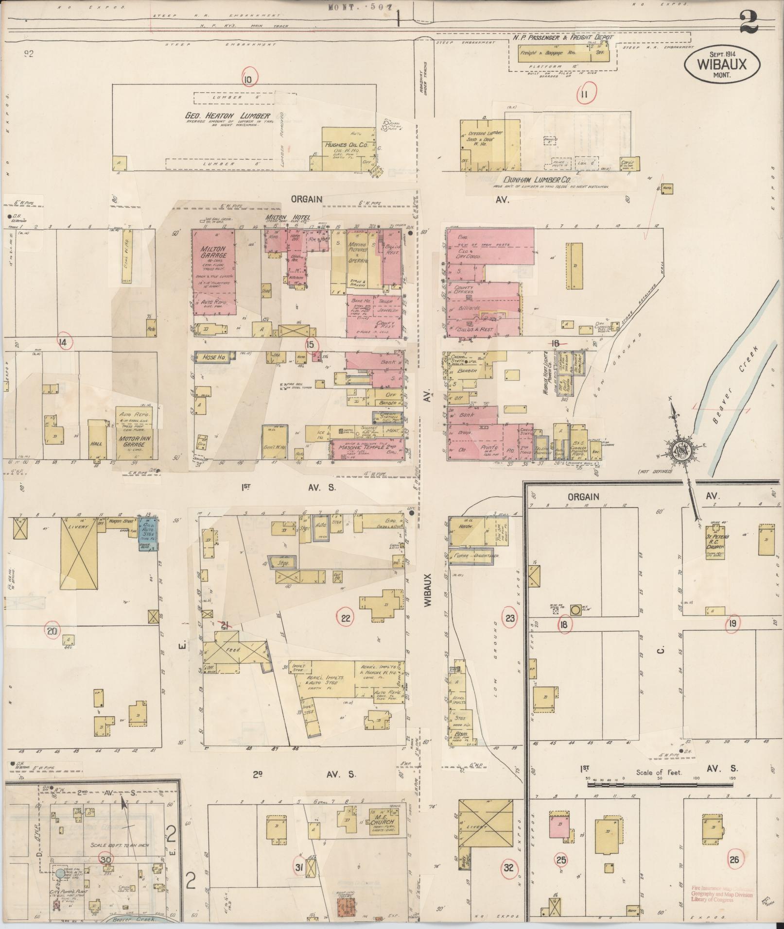 Sanborn Fire Insurance Map from Wibaux, Wibaux County, Montana (1928), Sheet #0002 - Complete Map Set gallery image, historic Sanborn map, vintage wall art, Montana Montana