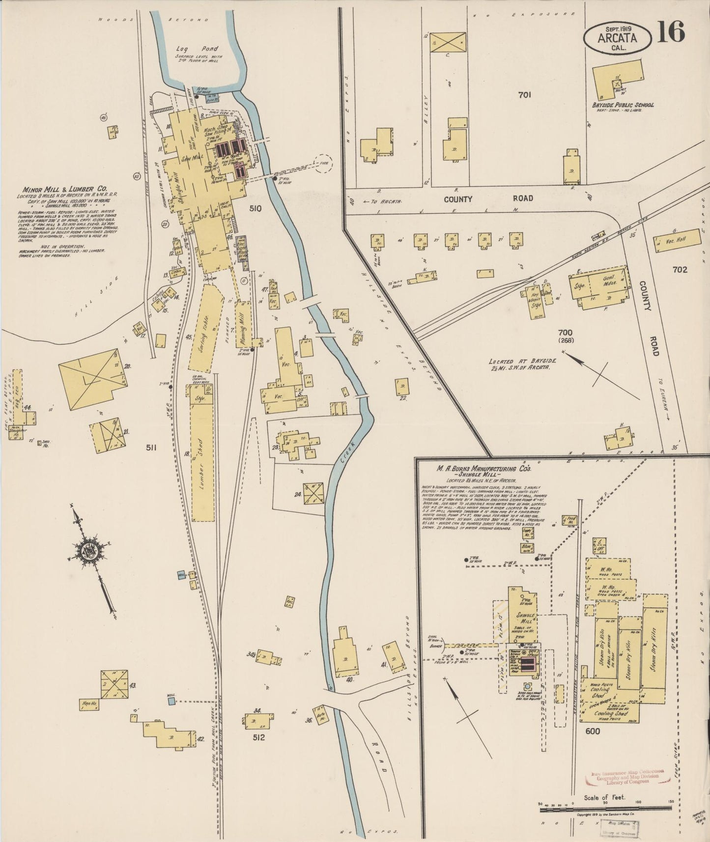 Sanborn Fire Insurance Map from Arcata, Humboldt County, California (1919), Sheet #0016 - Historic Sanborn Fire Insurance Map Print, vintage old map wall art, antique decor, genealogy gift, California California map