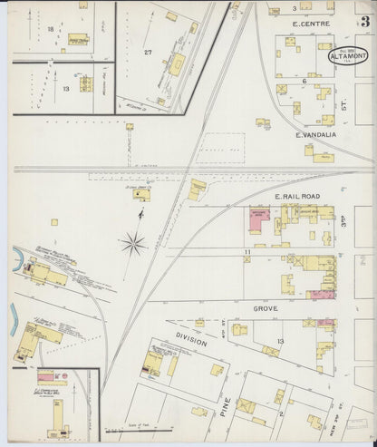Sanborn Fire Insurance Map from Altamont, Effingham County, Illinois (1893), Sheet #0003 - Historic Sanborn Fire Insurance Map Print, vintage old map wall art, antique decor, genealogy gift, Illinois Illinois map