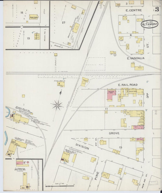 Sanborn Fire Insurance Map from Altamont, Effingham County, Illinois (1893), Sheet #0003 - Historic Sanborn Fire Insurance Map Print, vintage old map wall art, antique decor, genealogy gift, Illinois Illinois map