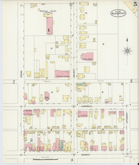 Sanborn Fire Insurance Map from Blairsville, Indiana County, Pennsylvania (1897), Sheet #0005 - Historic Sanborn Fire Insurance Map Print, vintage old map wall art, antique decor, genealogy gift, Pennsylvania Pennsylvania map