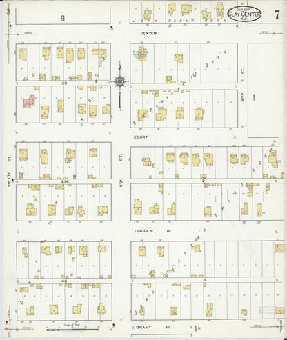 Sanborn Fire Insurance Map from Clay Center, Clay County, Kansas (1917), Sheet #0007 - Complete Map Set gallery image, historic Sanborn map, vintage wall art, Kansas Kansas