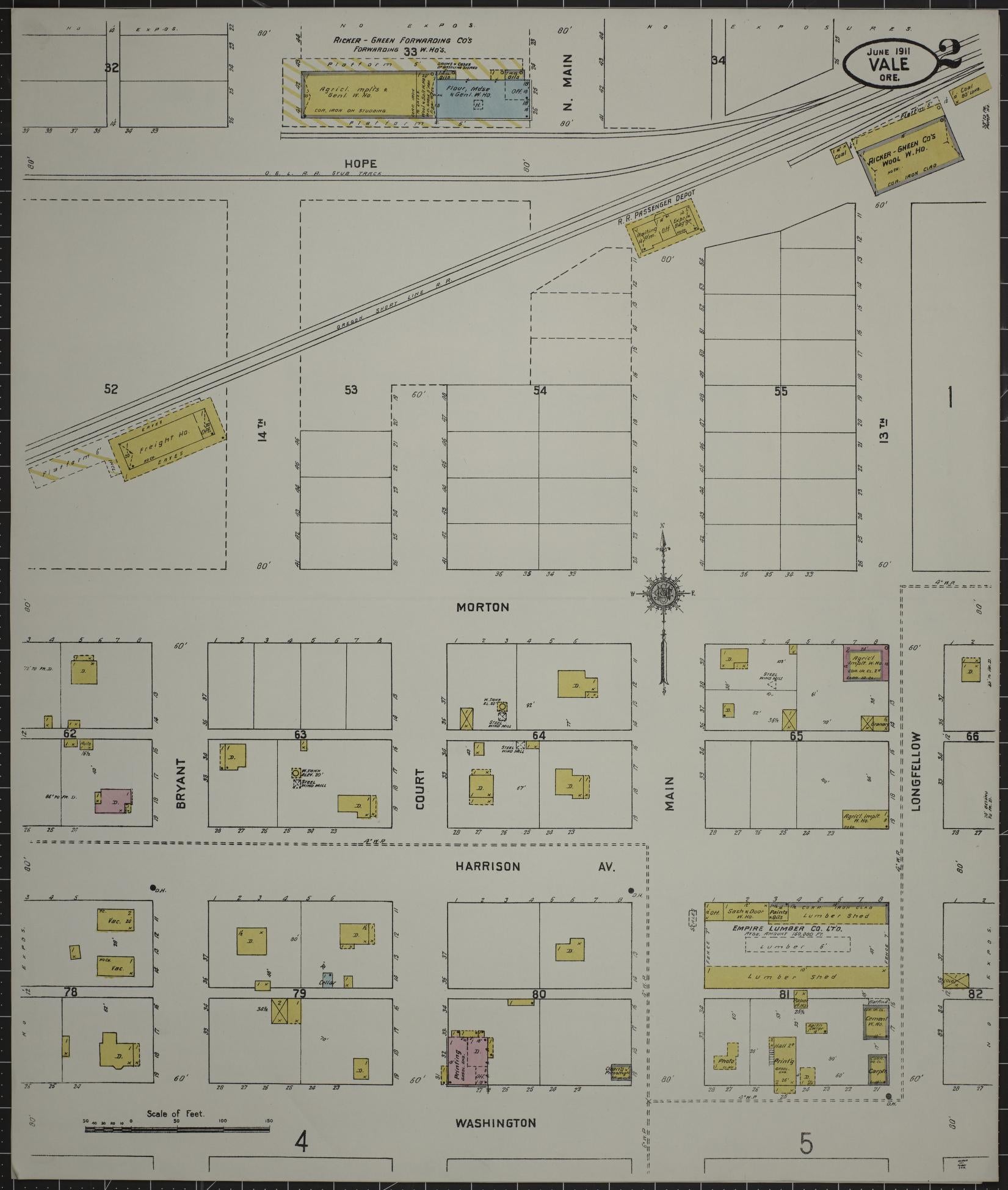 Sanborn Fire Insurance Map from Vale, Malheur County, Oregon (1911), Sheet #0002 - Complete Map Set gallery image, historic Sanborn map, vintage wall art, Oregon Oregon