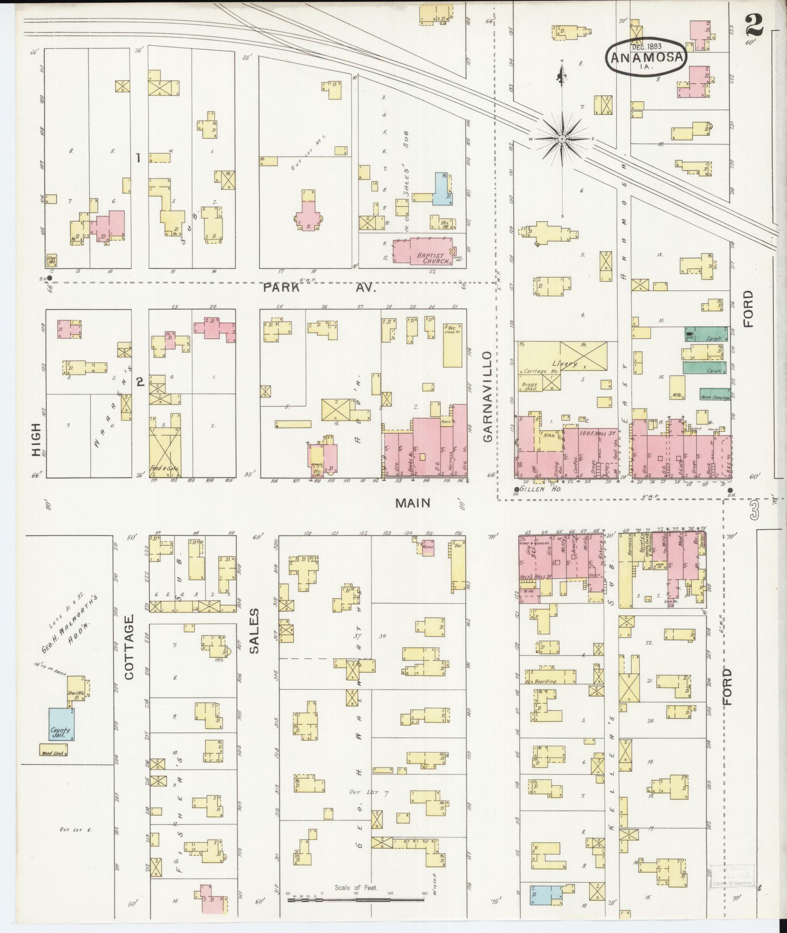 Sanborn Fire Insurance Map from Anamosa, Jones County, Iowa (1893), Sheet #0002 - Historic Sanborn Fire Insurance Map Print